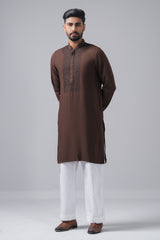 Regular Fit Cord-Embroidered Formal Panjabi