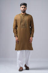 Regular Fit Cord-Embroidered Formal Panjabi