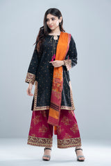 Relaxed Fit Three-Piece Lawn with Printed Palazzo