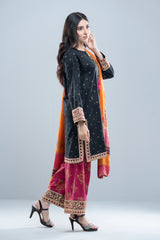 Relaxed Fit Three-Piece Lawn with Printed Palazzo