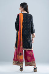 Relaxed Fit Three-Piece Lawn with Printed Palazzo