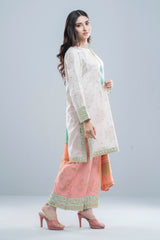 Relaxed Fit Three-Piece Lawn with Printed Palazzo