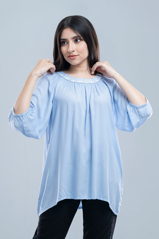 Relaxed Fit Embroidered Viscose Fashion Top