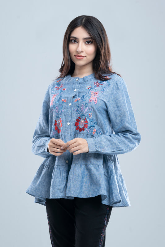 Relaxed Fit Embroidered Casual Shirt