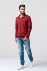 Regular Fit Half-Zipped Terry and Ottoman Jacket