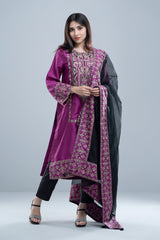 Smart Fit Embroidered Formal Two-Piece Ethnic Set with Organza Dupatta