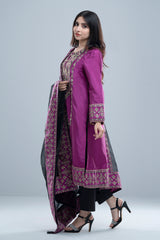 Smart Fit Embroidered Formal Two-Piece Ethnic Set with Organza Dupatta