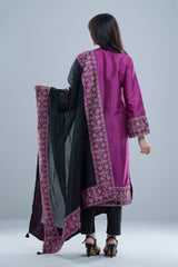 Smart Fit Embroidered Formal Two-Piece Ethnic Set with Organza Dupatta