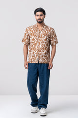Relaxed Fit Printed Casual Shirt with Lapel Collar