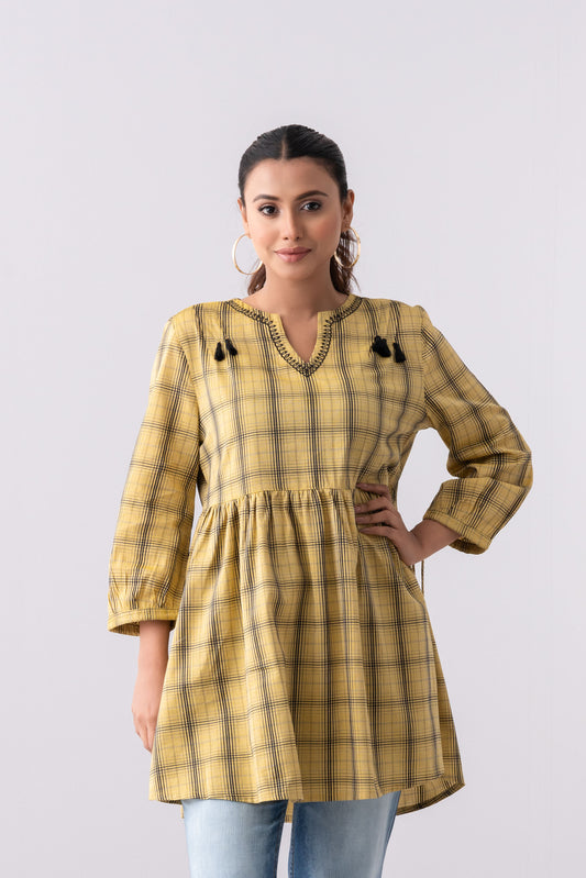 Oversized Fit Checkered Fashion Top