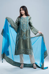 Smart Fit Embroidered Formal Two-Piece Ethnic Set with Organza Dupatta