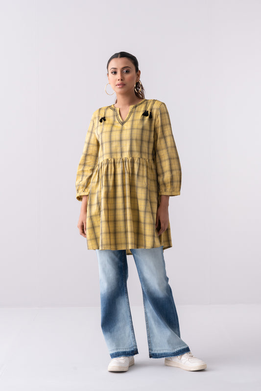Oversized Fit Checkered Fashion Top
