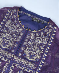 Smart Fit Embroidered Muslin Three-Piece Formal Ethnic Set with Organza Dupatta