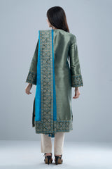 Smart Fit Embroidered Formal Two-Piece Ethnic Set with Organza Dupatta