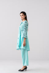 Smart Fit Floral Embroidered Two-Piece Semi-Formal Ethnic Set