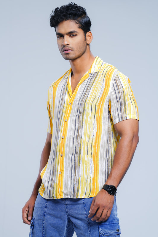 Regular Fit Printed Casual Shirt with Lapel Collar