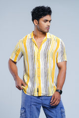Regular Fit Printed Casual Shirt with Lapel Collar