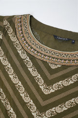 Smart Fit Embellished Two-Piece Formal Ethnic Set with Organza Dupatta