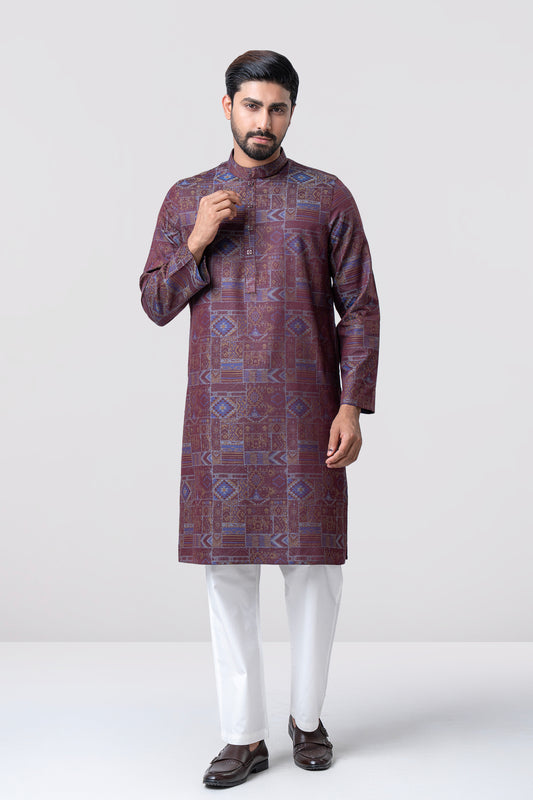 Regular Fit Jacquard Cotton Semi-Formal Panjabi
