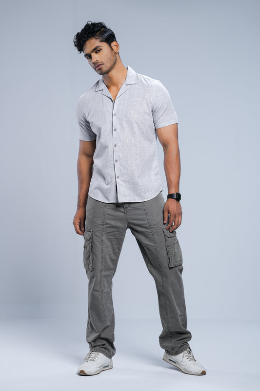 Regular Fit Solid Casual Shirt with Lapel Collar