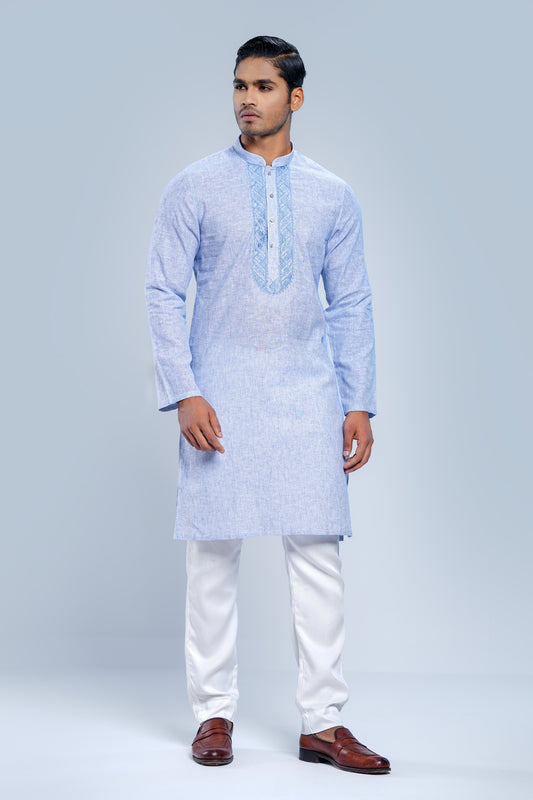 Slim Fit Embroidered Semi-Formal Panjabi
