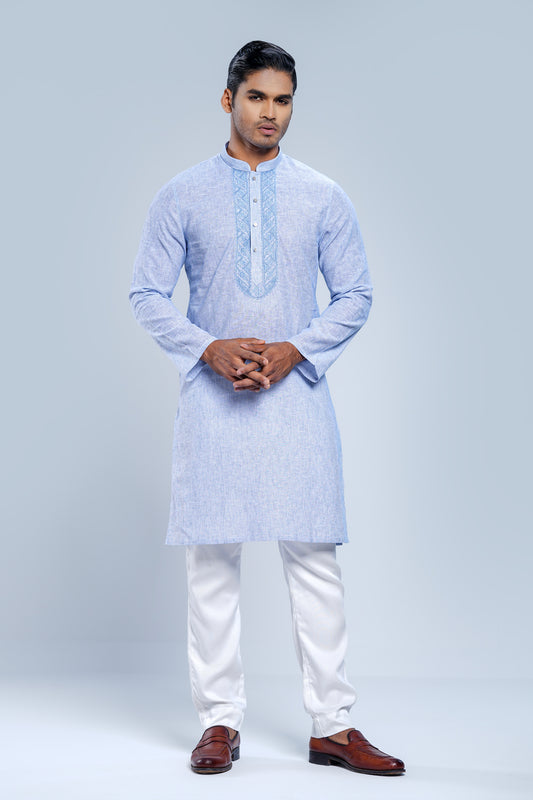 Slim Fit Embroidered Semi-Formal Panjabi