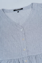 Classic Shirt-Patterned V-Neck Dress