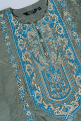 Smart Fit Embroidered Formal Two-Piece Ethnic Set with Organza Dupatta