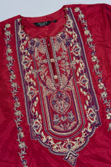 Smart Fit Embroidered Formal Two-Piece Ethnic Set with Organza Dupatta