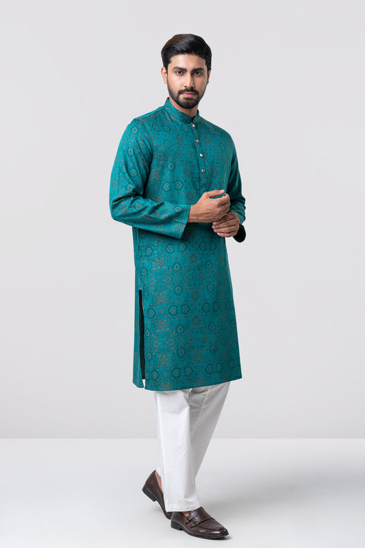 Regular Fit Jacquard Cotton Semi-Formal Panjabi
