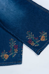 Wide-Leg Embroidered Denim