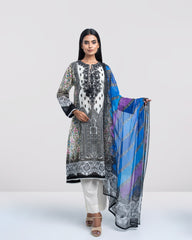 Relaxed Fit Digital Printed Two-Piece Lawn with Chiffon Dupatta