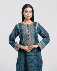 Relaxed Fit Embroidered Three-Piece Lawn with Silk Dupatta