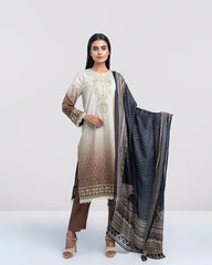 Smart Fit Digital Printed Three-Piece Lawn with Silk Dupatta