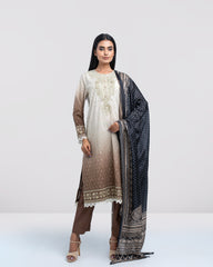 Smart Fit Digital Printed Three-Piece Lawn with Silk Dupatta