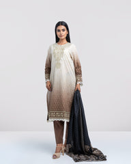 Smart Fit Digital Printed Three-Piece Lawn with Silk Dupatta