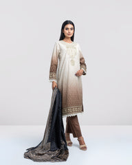 Smart Fit Digital Printed Three-Piece Lawn with Silk Dupatta