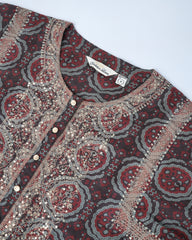 Relaxed Fit Embroidered Three-Piece Lawn with Silk Dupatta