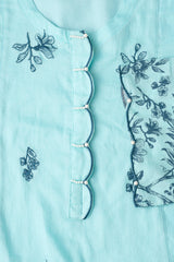 Smart Fit Floral Embroidered Two-Piece Semi-Formal Ethnic Set