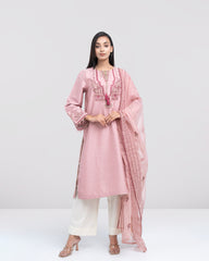 Smart Fit Embellished Two-Piece Formal Ethnic Set with Organza Dupatta