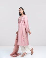 Smart Fit Embellished Two-Piece Formal Ethnic Set with Organza Dupatta