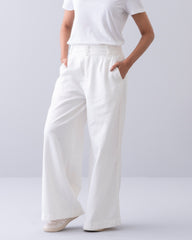 Wide-Leg Twill Pants