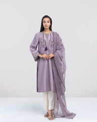Smart Fit Embellished Two-Piece Formal Ethnic Set with Organza Dupatta