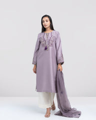 Smart Fit Embellished Two-Piece Formal Ethnic Set with Organza Dupatta