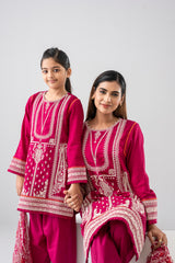 Relaxed Fit Embroidered Three-Piece Lawn with Silk Dupatta