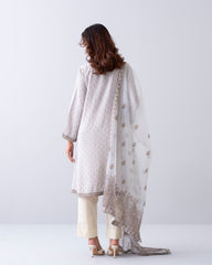Smart Fit Embroidered Two-Piece Semi Formal Ethnic Set with Organza Dupatta