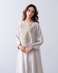 Smart Fit Embroidered Two-Piece Semi Formal Ethnic Set with Organza Dupatta
