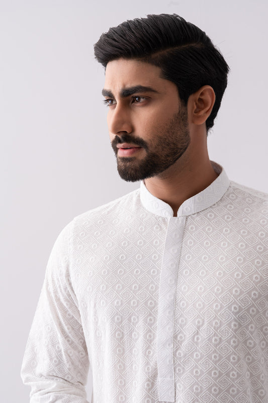 Regular Fit Cotton Semi-Formal Panjabi