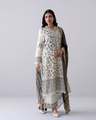 Smart Fit Printed Three-Piece Lawn with Chiffon Dupatta