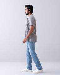 Relaxed Fit Placement Pigment Printed Polo Shirt